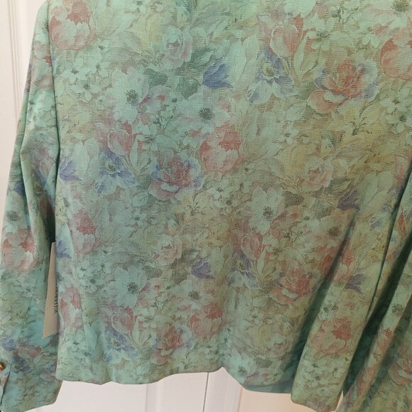 Lady Christopher greenish pattern 55% polyester 45% rayon size 10 jacket - Picture 3 of 8